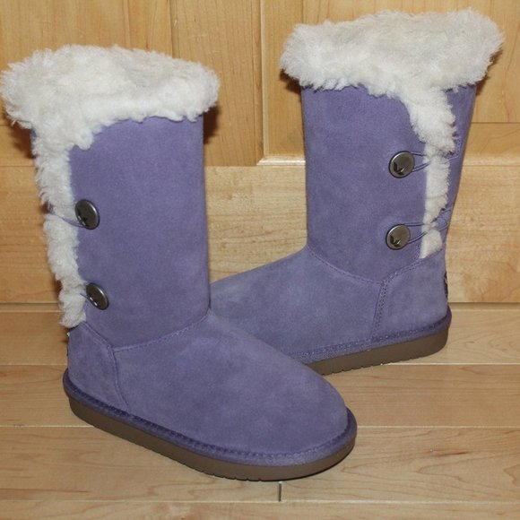 UGG KOOLABURRA GIRL'S TALL SUEDE BUTTON BOOTS - Picture 1 of 8